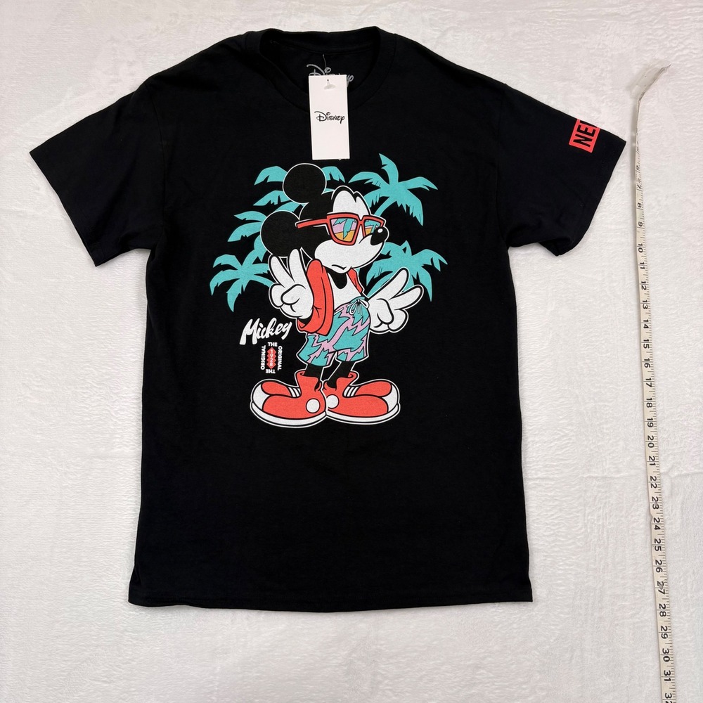 NWT Disney x Neff Mickey Mouse Tropical Vacation Graphic T-Shirt Black Mens Med